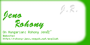 jeno rohony business card